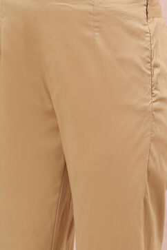 Beige Poly Cotton Slim Pants image number 1