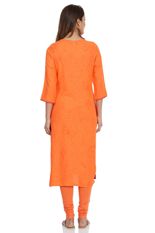 Coral Straight Viscose Kurta image number 4