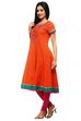 Orange Cotton Anarkali Kurta image number 1