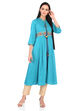 Turquoise Front Open Cotton Kurta image number 4