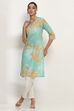 Aqua Cotton Straight Kurta image number 5