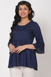 Navy Blue Viscose And Rayon Indie Top