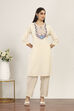 White Cotton Blend Cotton Flex Kurta Pants Set image number 6