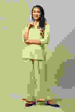 Ecru LIVA Straight Printed Palazzo image number 0