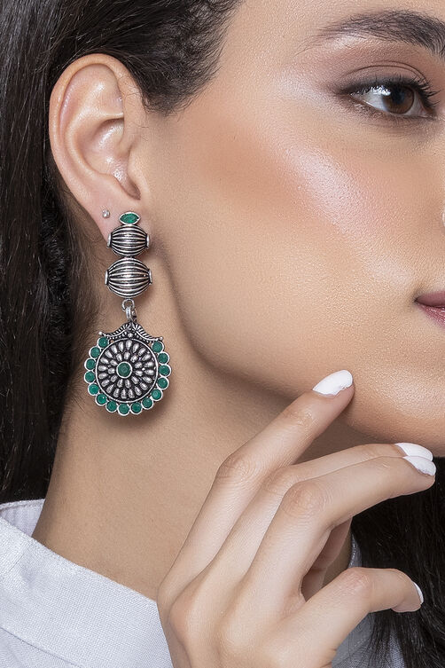 Green Metal Brass Earring image number 1