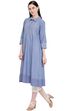 Light-Blue Chambray Kalidar Kurta image number 2
