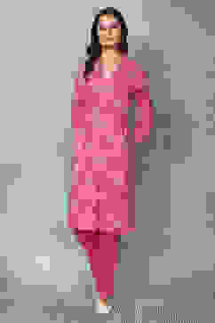 Pink Rayon Straight Kurtas image number 5