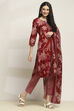 Maroon Cotton Straight Set image number 5