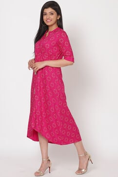 Pink Viscose And Rayon A Line Dress image number 2