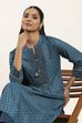 Teal Blue Viscose Rayon Straight Kurta Pants Set image number 7