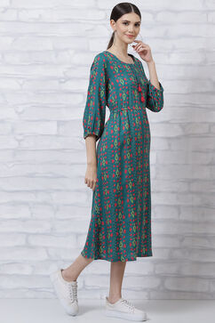 Teal LIVA Straight Dress image number 3