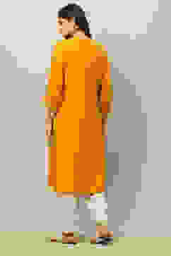 Yellow Viscose Blend Straight Kurta image number 3