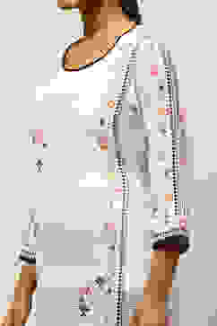 White Polyester Printed Straight Kurta image number 1