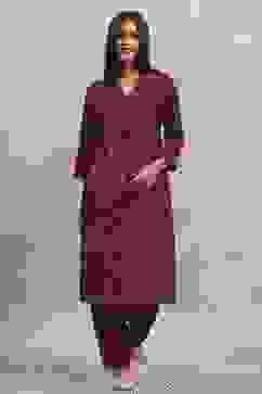 Purple Viscose Rayon Printed A-Line Co-ord Set image number 6