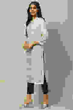 Off White Rayon Staight Kurta image number 2