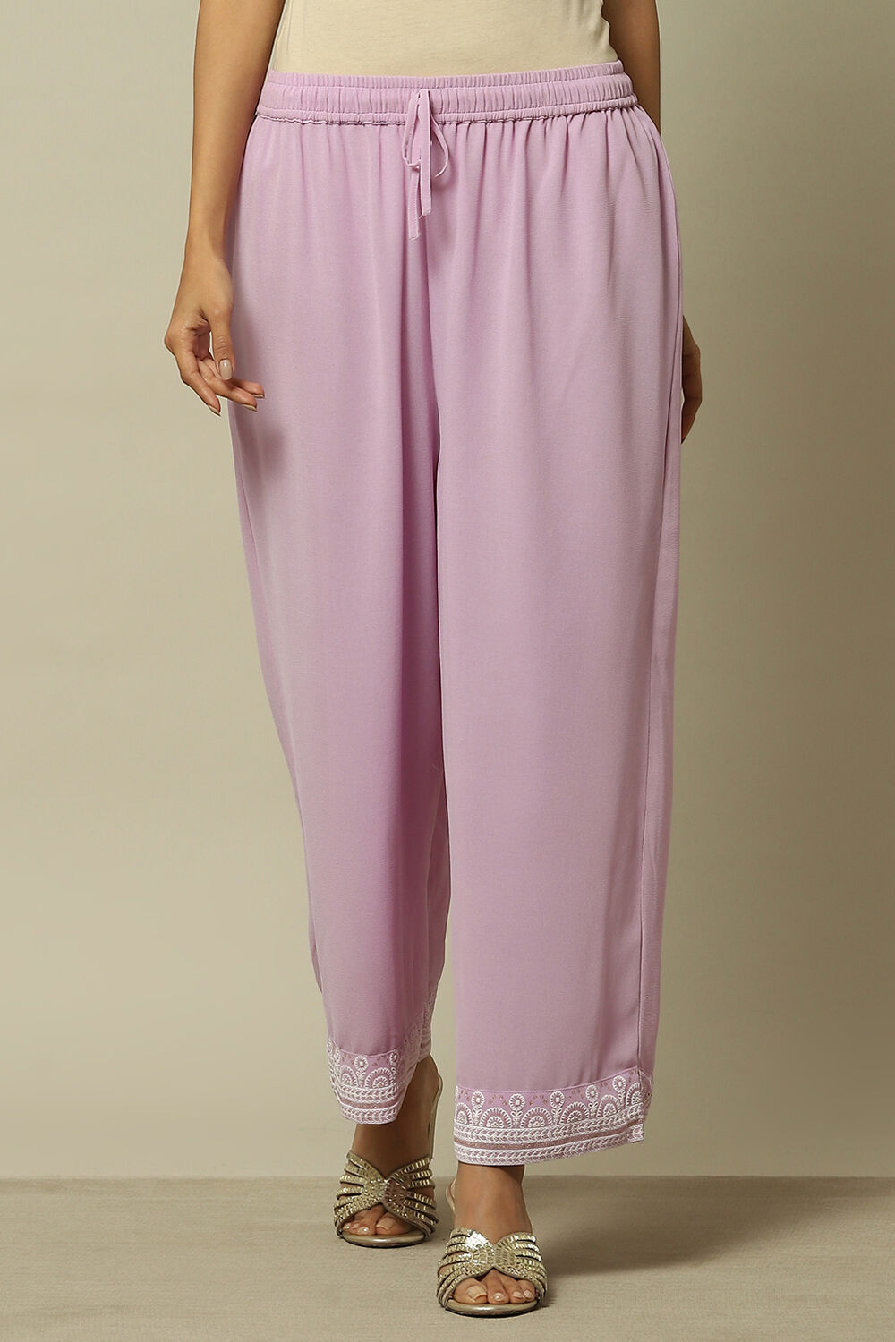 Blue Poly Georgette Solid Straight Fit Palazzo image number 5