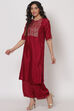 Wine Viscose Straight Kurta image number 2
