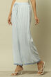 White and Blue Viscose Striped Straight Fit Palazzo image number 2