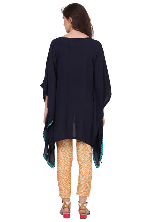 Dark Blue Straight Viscose Indie Top image number 4