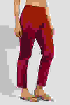 Maroon Cotton Solid Regular Pants image number 3