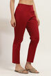 Navy Blue Cotton Solid Regular Pants image number 3