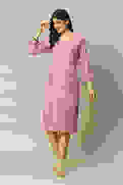 Pink Rayon Printed Straight Kurta image number 0