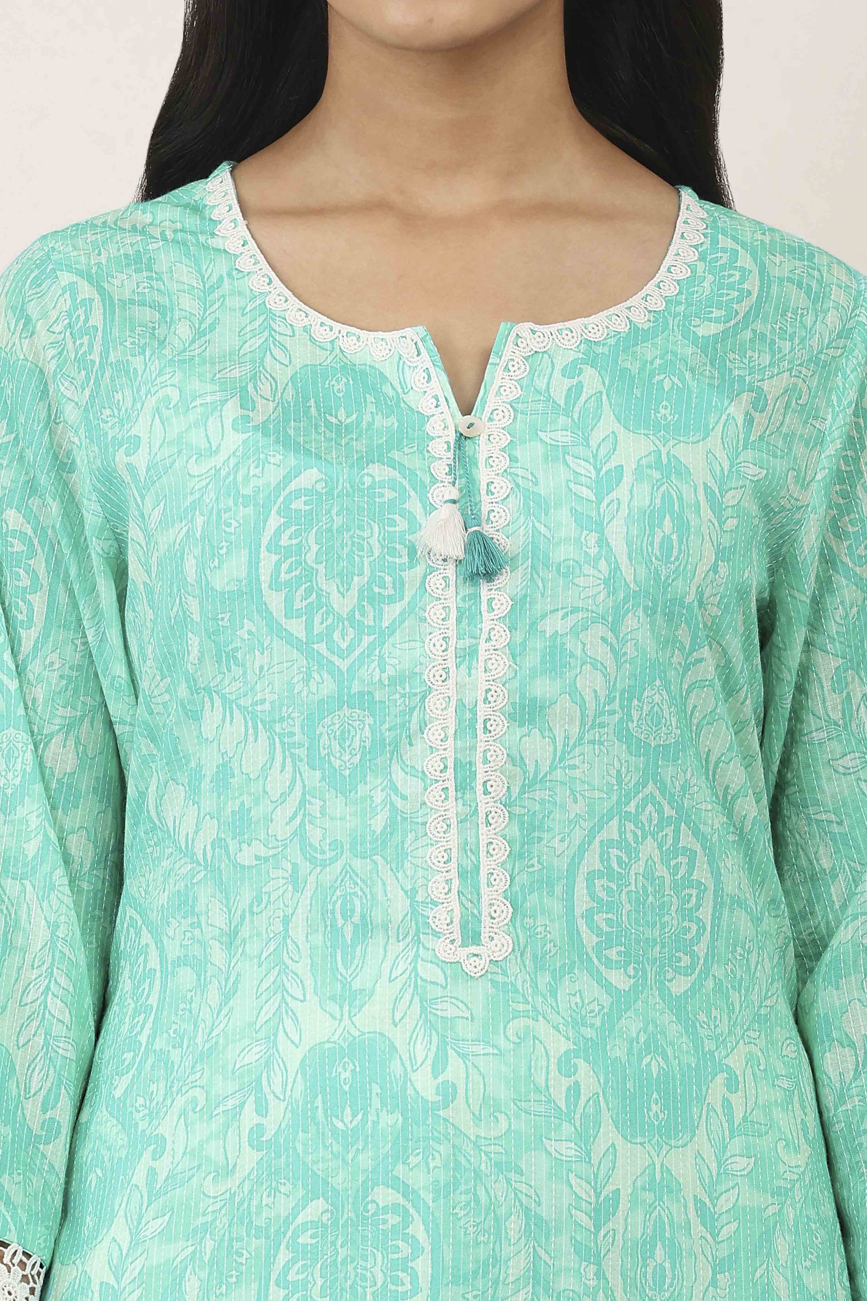 Blue Cotton Straight Kurtas image number 1