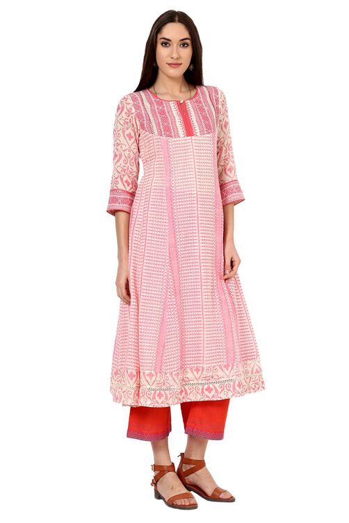Pink Kalidar Gauge Kurta image number 0
