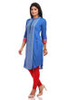 Blue Straight Cotton Kurta image number 3