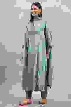 Teal Viscose Rayon Printed Kalidar Suit Set image number 3