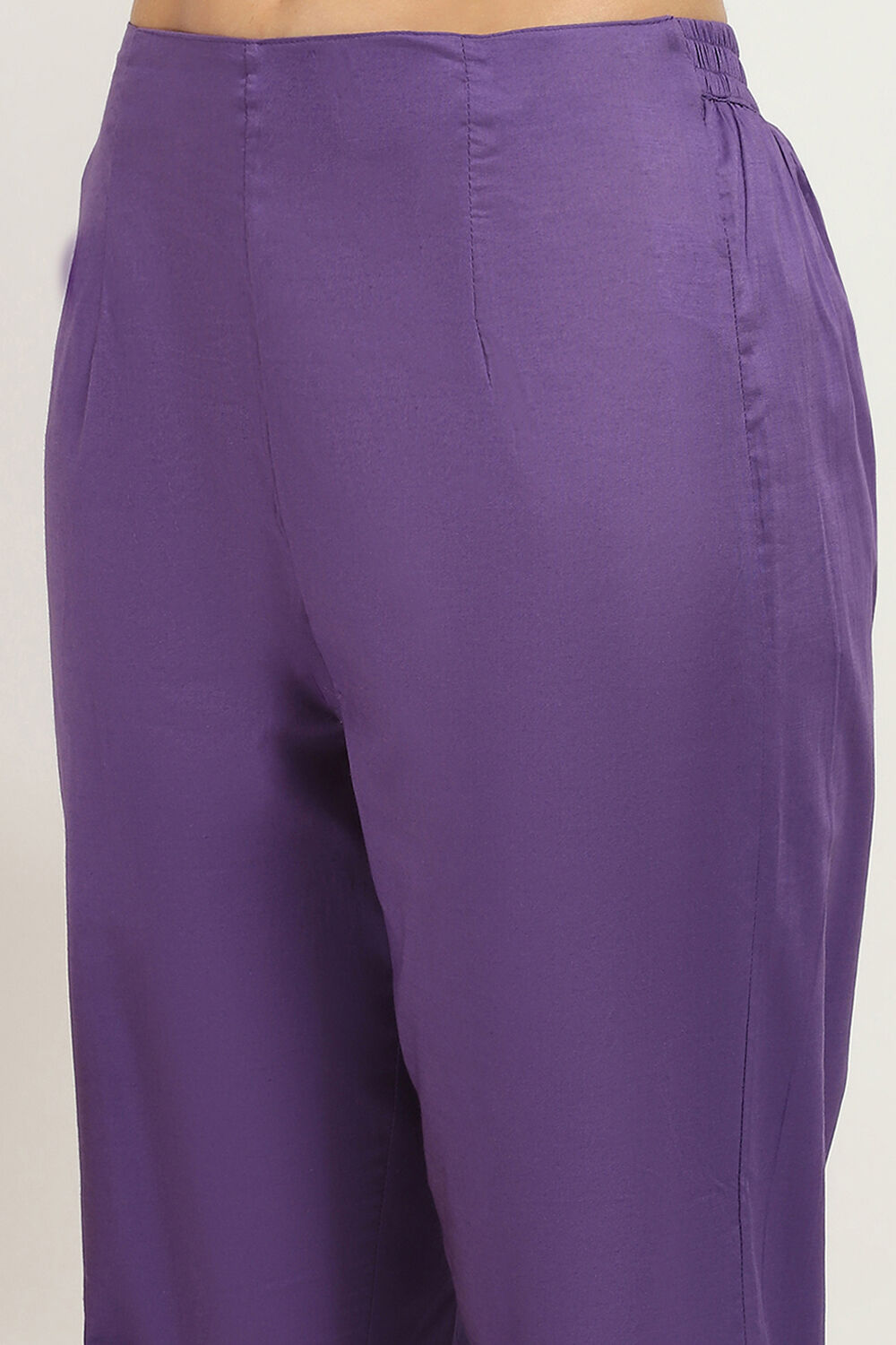 Purple Cotton Floral Straight Kurta Set image number 2