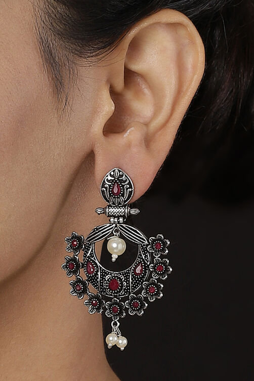 Dark pink Metal Brass Earrings image number 0