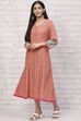 Orange LIVA Kalidar Kurta Dress image number 2