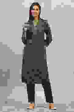 Green Viscose Blend Printed Straight Kurta Pants Set image number 6