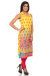 Yellow Cotton Straight Kurta image number 3