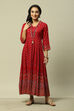 Red LIVA Tiered Printed Dress image number 5
