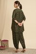 Green Viscose Blend Asymmetric Printed  image number 5