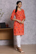 Orange Cotton And Cambric Straight Kurta image number 3