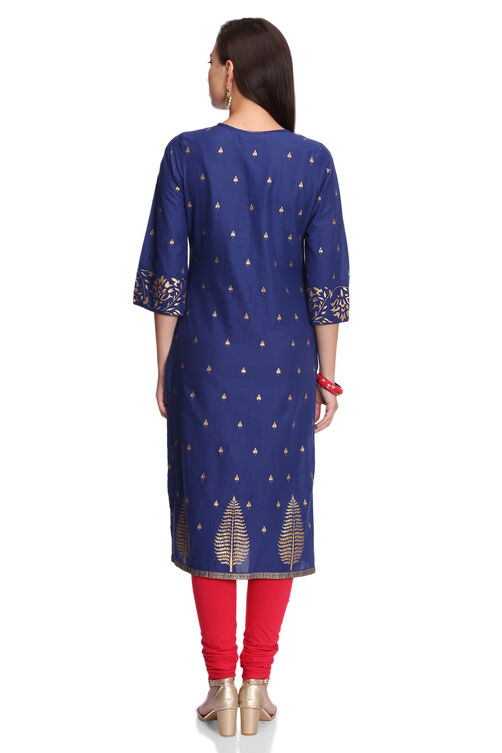 Orange Straight Cambric Cotton Kurta image number 5