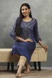 Blue Viscose Straight Kurta Pants Set image number 0
