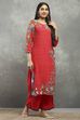 Red Viscose Straight Kurta Pants Set image number 5