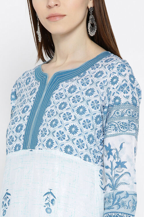 White Cambric Straight Kurta image number 1