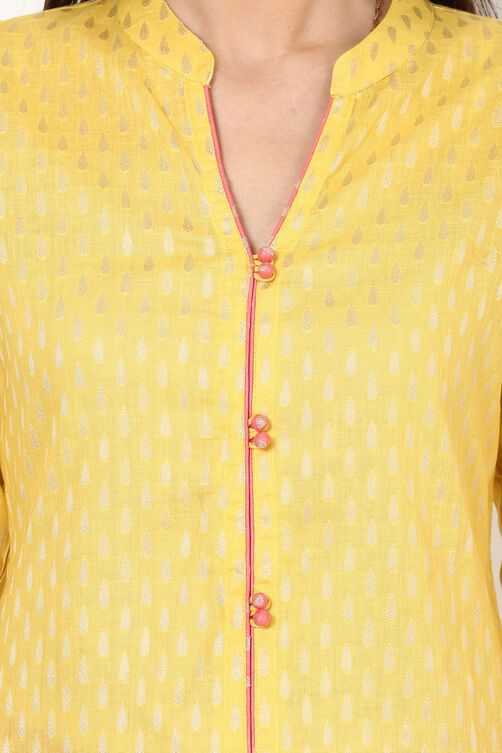 Yellow Straight Cotton Kurta image number 4