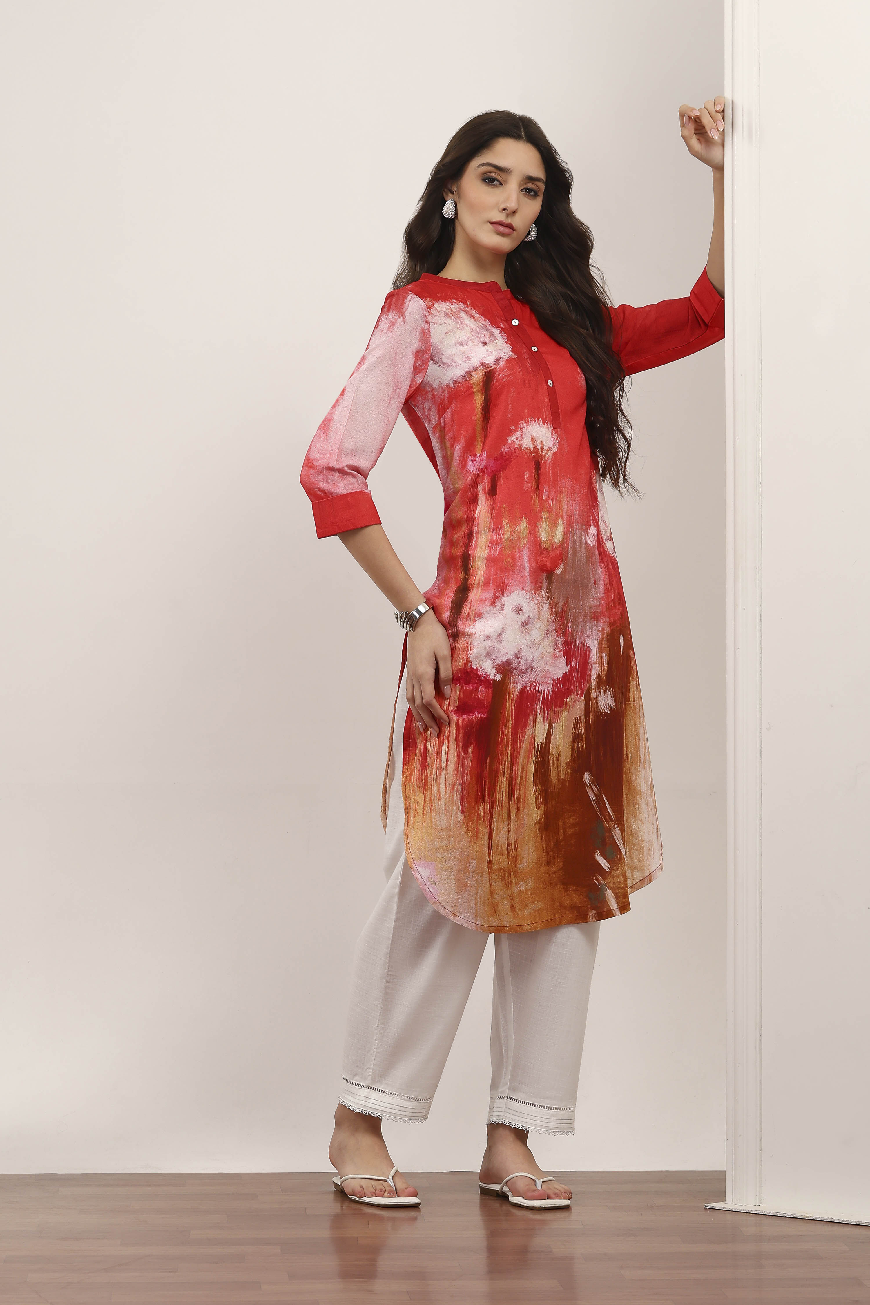 Blue Printed Straight Kurta image number 0