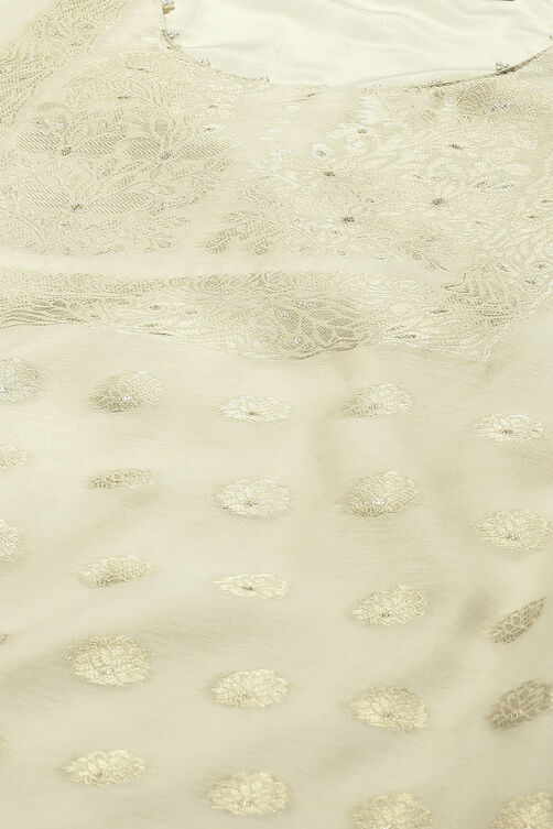 Off White Polyester Straight Yarndyed Kurta Palazzo Suit Set image number 1
