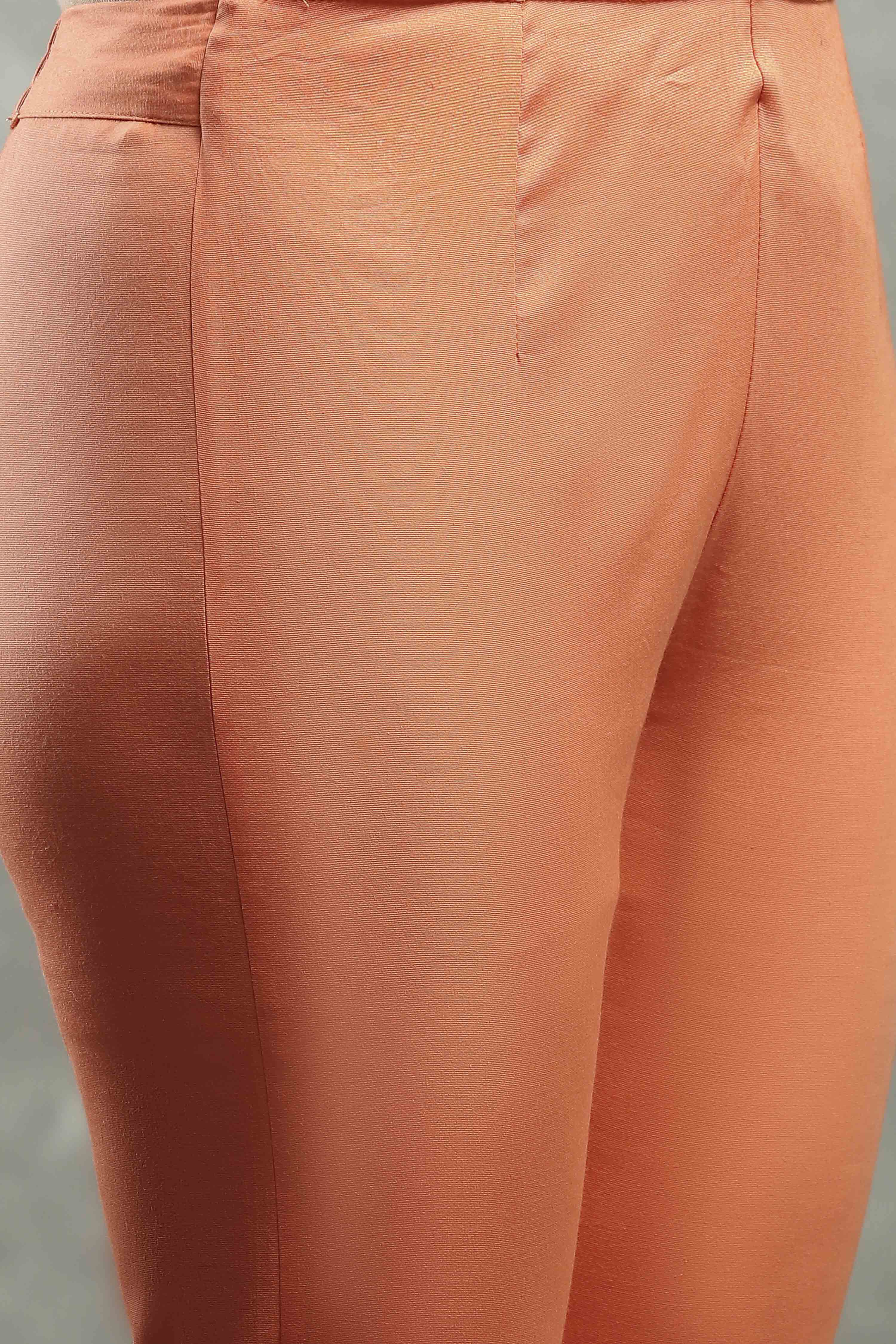 Pink Viscose Flared Kurta Pants Set image number 2