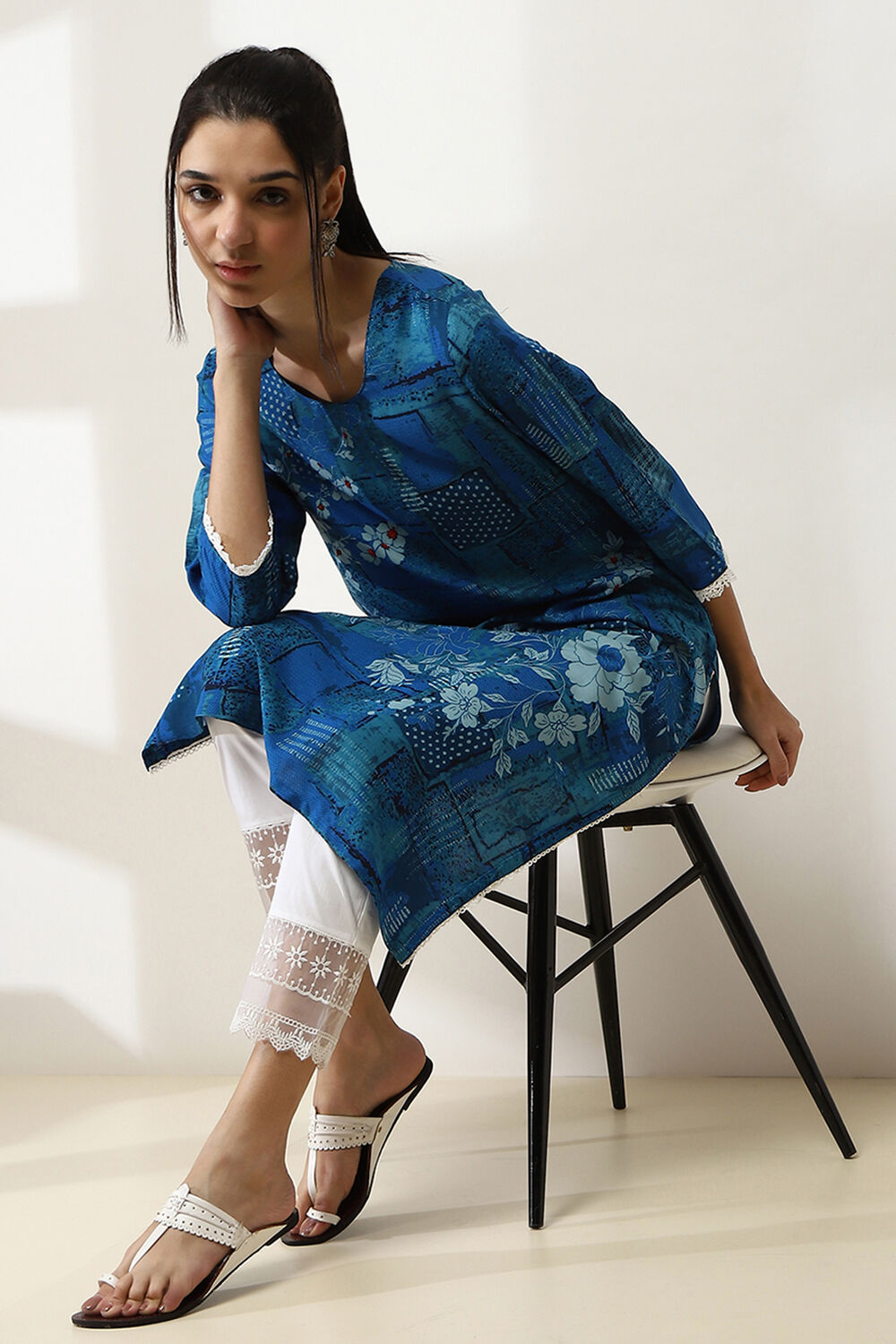 Indigo Viscose Rayon Straight Kurta image number 0