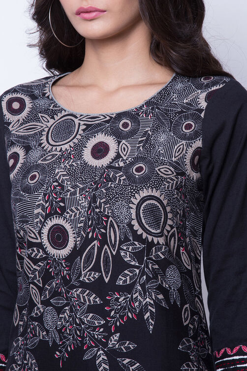 Black Cotton And Flex Straight Kurta image number 1