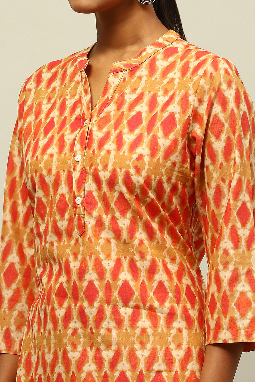 Blue Cotton Printed Straight Kurta image number 1