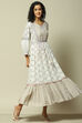 Ecru LIVA Tiered Printed Dress image number 0